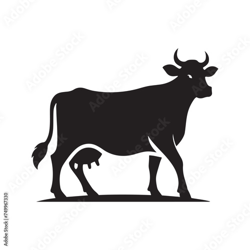 Majestic Bovine: Vector Cow Silhouette - Embodying the Grace and Serenity of the Gentle Giant of the Pastures. Cow Illustration, Cow vector.