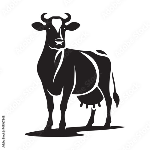 Majestic Bovine: Vector Cow Silhouette - Embodying the Grace and Serenity of the Gentle Giant of the Pastures. Cow Illustration, Cow vector.