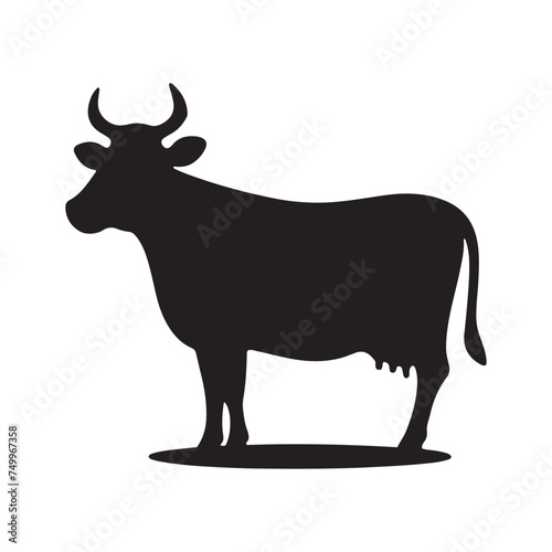 Majestic Bovine: Vector Cow Silhouette - Embodying the Grace and Serenity of the Gentle Giant of the Pastures. Cow Illustration, Cow vector.
