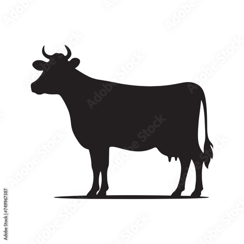 Majestic Bovine  Vector Cow Silhouette - Embodying the Grace and Serenity of the Gentle Giant of the Pastures. Cow Illustration  Cow vector.