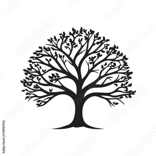 Tree icon isolated black on white background. Vector Illustration. © IT'S ORA
