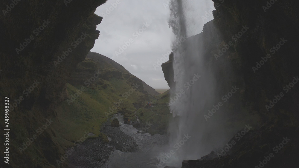 Kvernufoss waterfall is located in South Iceland, near the Skogar Cultural Heritage Museum, and cascades down 98 feet (30 meters) from cliffs made of lava rock.