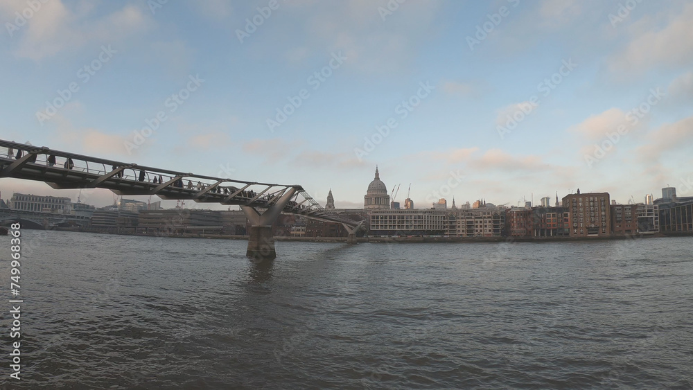 St Paul's Cathedral and The Millennium Bridge, London, England, United Kingdom.