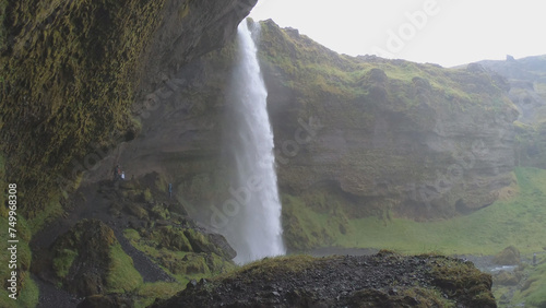 Obraz na płótnie Kvernufoss waterfall is located in South Iceland, near the Skogar Cultural Heritage Museum, and cascades down 98 feet (30 meters) from cliffs made of lava rock. w salonie