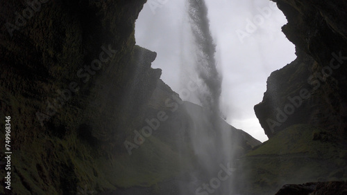 Obraz na płótnie Kvernufoss waterfall is located in South Iceland, near the Skogar Cultural Heritage Museum, and cascades down 98 feet (30 meters) from cliffs made of lava rock. w salonie