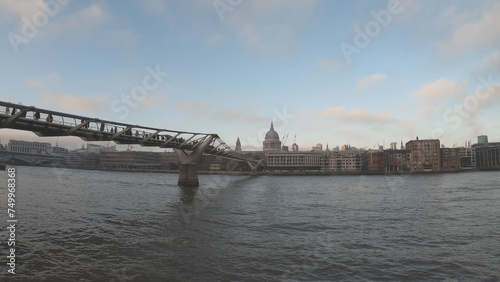 St Paul's Cathedral and The Millennium Bridge, London, England, United Kingdom.