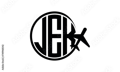 JEK three initial letter circle tour & travel agency logo design vector template. hajj Umrah agency, abstract, wordmark, business, monogram, minimalist, brand, company, flat, tourism agency, tourist