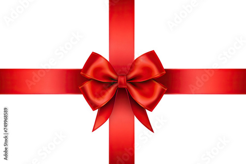Cross red ribbon and bow, cut out