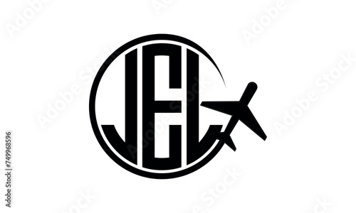 JEL three initial letter circle tour & travel agency logo design vector template. hajj Umrah agency, abstract, wordmark, business, monogram, minimalist, brand, company, flat, tourism agency, tourist