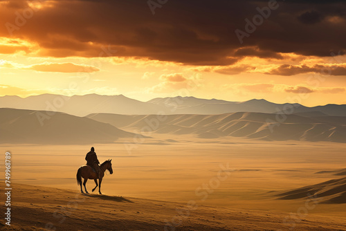 Lone rider at golden hour