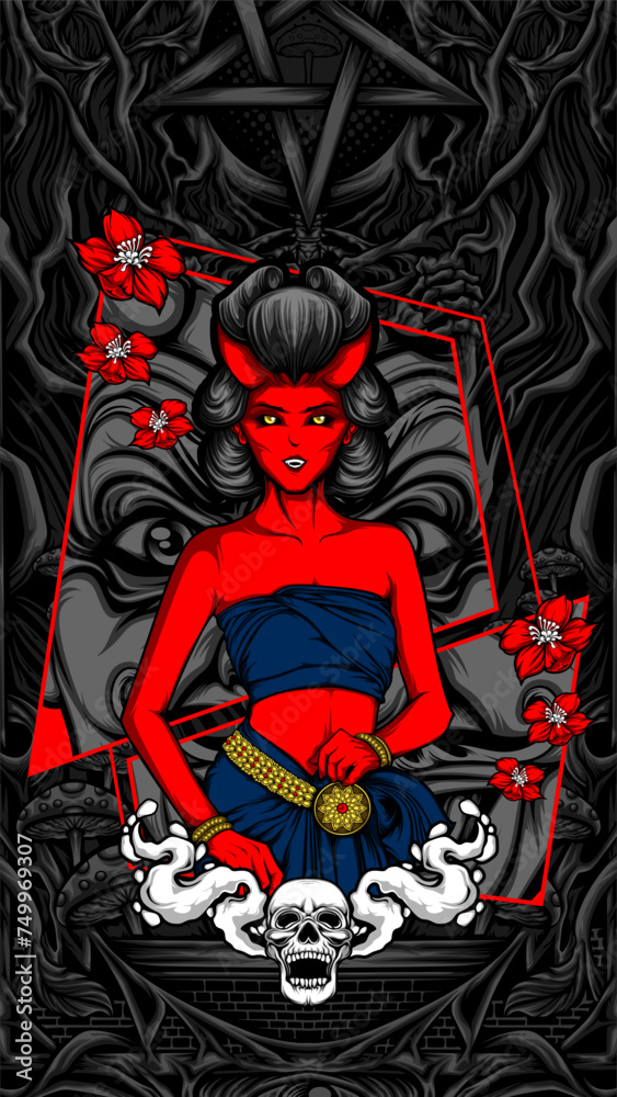 gracefulness evil lady illustration for you printing project