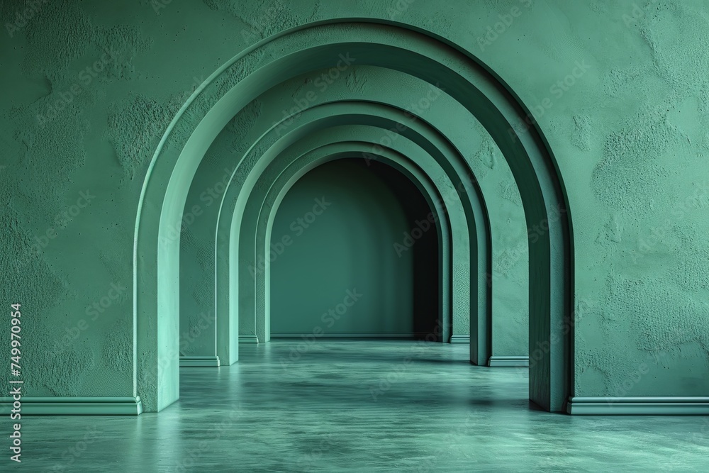 Empty Room With Line of Arches