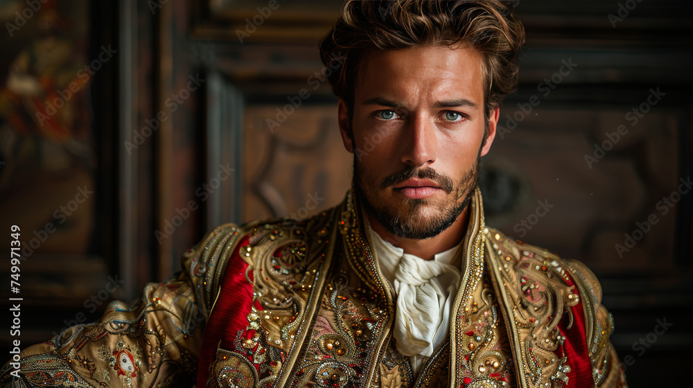 Regal Splendor: The Groom Adorned in a Luxurious Silk Sherwani, Resplendent with Gold Embroidery and Jewel Adornments.