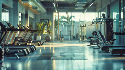 Fitness Lifestyle Captured: Modern Gym Equipment in a Clean, Well-Organized Space