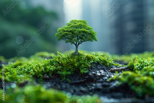 Small Tree on Moss Covered Ground