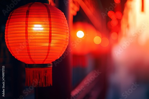 Red Lantern Illuminates Dark Setting