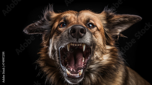 Fierce dog displays menacing fangs in a forceful attack © Steam visuals