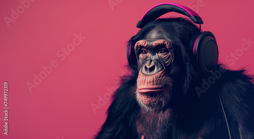 Chimpanzee with Headphones