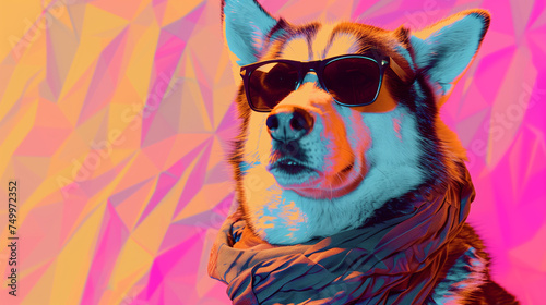 Husky in Sunglasses and Patterned Scarf © LAJT