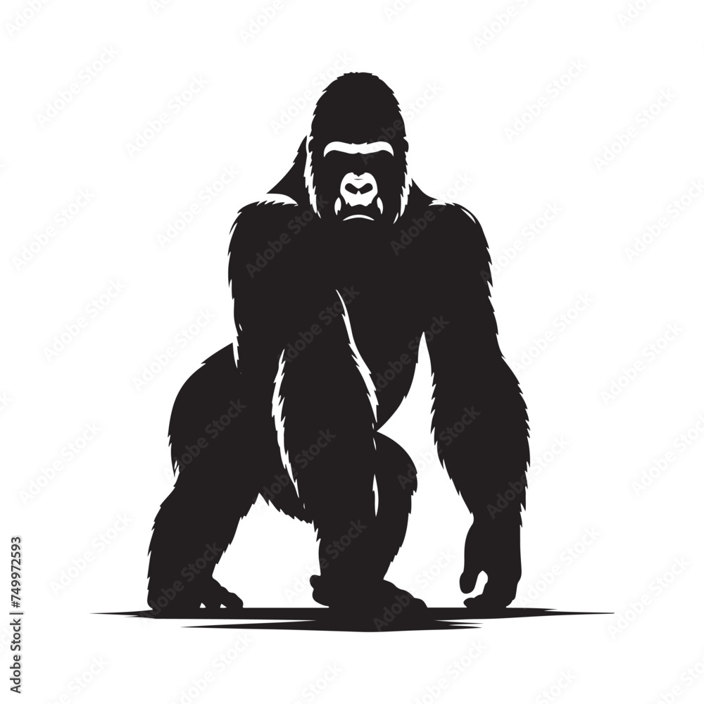 King of the Jungle: Vector Gorilla Silhouette - Portraying the Majesty and Strength of the Mighty Gorilla in Bold Form. Gorilla Vector, gorilla Illustration. King of the Jungle: Vector Gorilla Silhouette - Portraying the Majesty and Strength of the Mighty Gorilla in Bold Form. Gorilla Vector, gorilla Illustration.