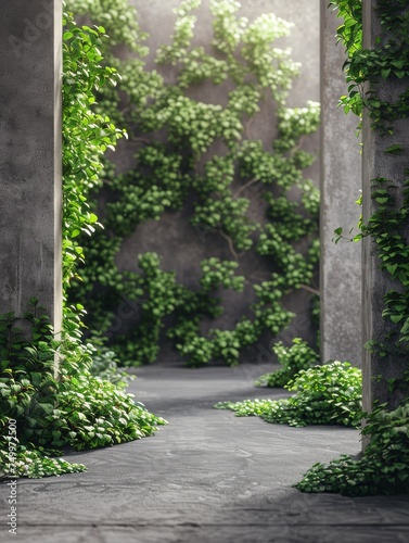 Green Plants Covering Walkway