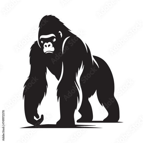 King of the Jungle  Vector Gorilla Silhouette - Portraying the Majesty and Strength of the Mighty Gorilla in Bold Form. Gorilla Vector  gorilla Illustration.