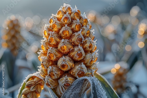 Close Up of Plant Covered in Frost photo