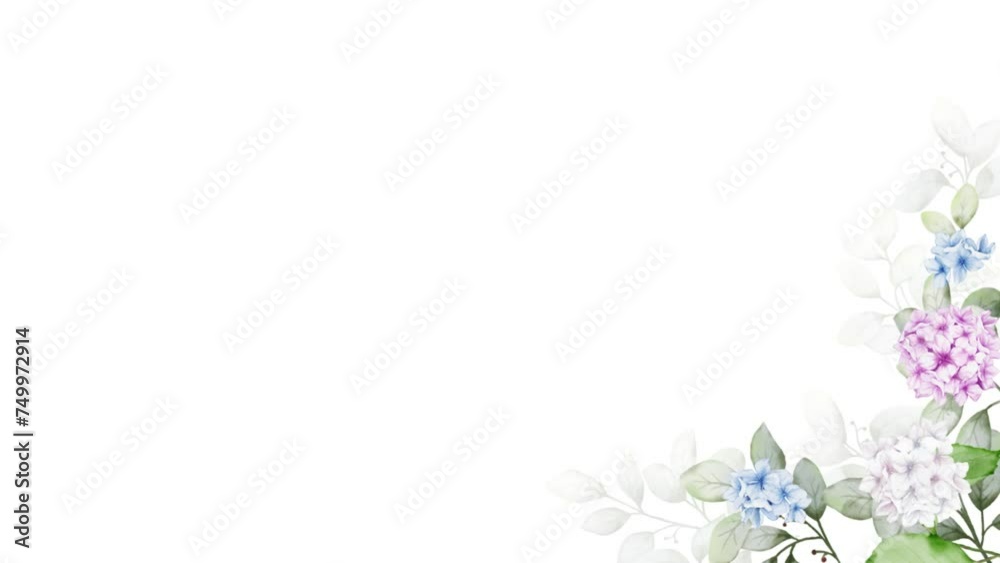 Watercolor flowers and leaves moving background Watercolor flowers and leaves moving background