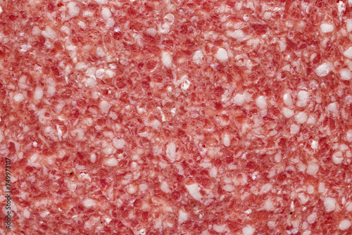 Close up of salami sausage, delicious slice