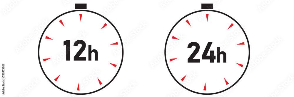 12, 24, 48 and 72 hours clock arrow. symbol work time, delivery and service time, isolated on white , vector icon Illustration 12, 24, 48 and 72 hours clock arrow. symbol work time, delivery and service time, isolated on white , vector icon Illustration