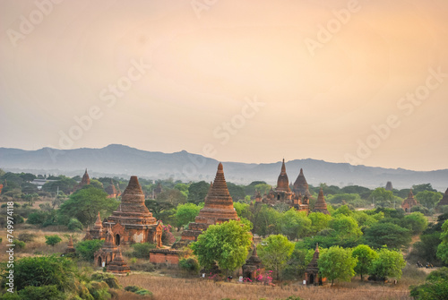 Close up sacred temples landscape of Bagan, Myanmar
