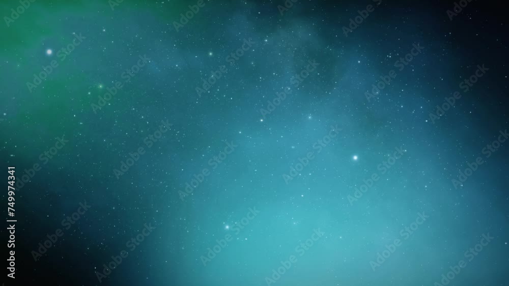 Seamless loop galaxy exploration. glowing nebulae, clouds and stars field