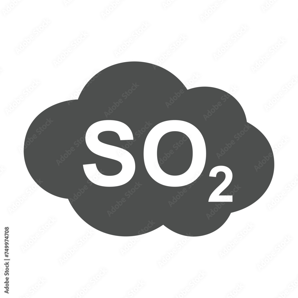 SO2 icon, sulfur dioxide formula symbol, vector illustration. SO2 icon, sulfur dioxide formula symbol, vector illustration.