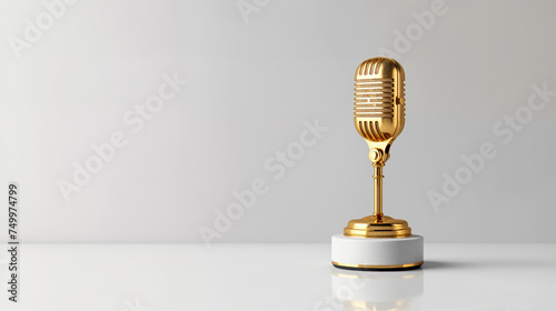 un trophée en or en forme de microphone pour un concours de chant