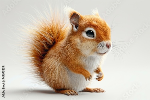 Squirrel on a ground and white Background