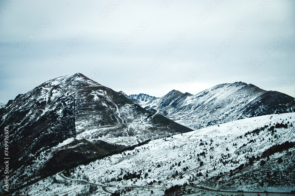 Snow-covered mountains in Andorra