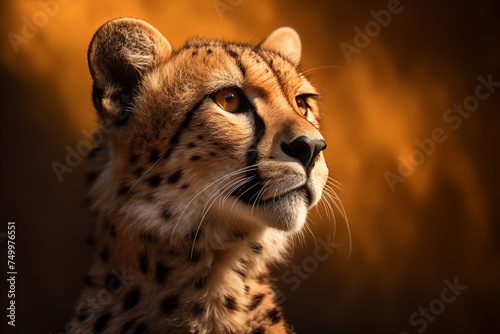 Close-up portrait of a cheetah, a fast and spotted wild cat 