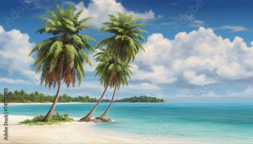  photo beautiful tropical beach and sea with coconut palm tree in paradise island. © Hataf