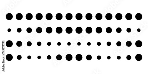 Dot line set. Dotted divider collection. Circle point pattern. Black graphic design element. Geometric simple dashed line. Wavy point stroke. Vector illustration isolated on white background.
