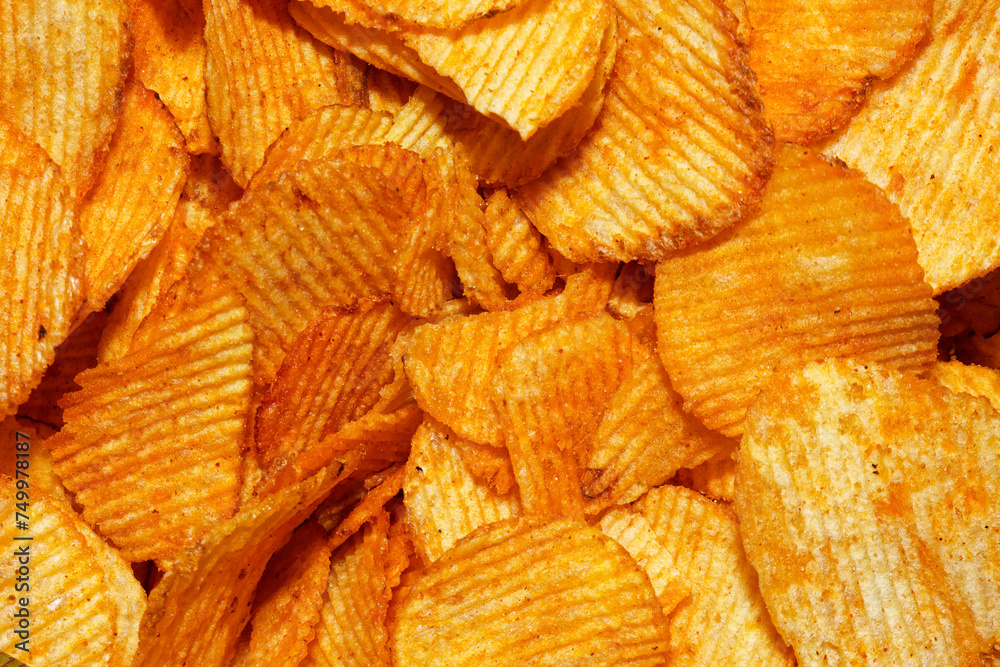 Spicy potato chips, unhealthy food Spicy potato chips, unhealthy food