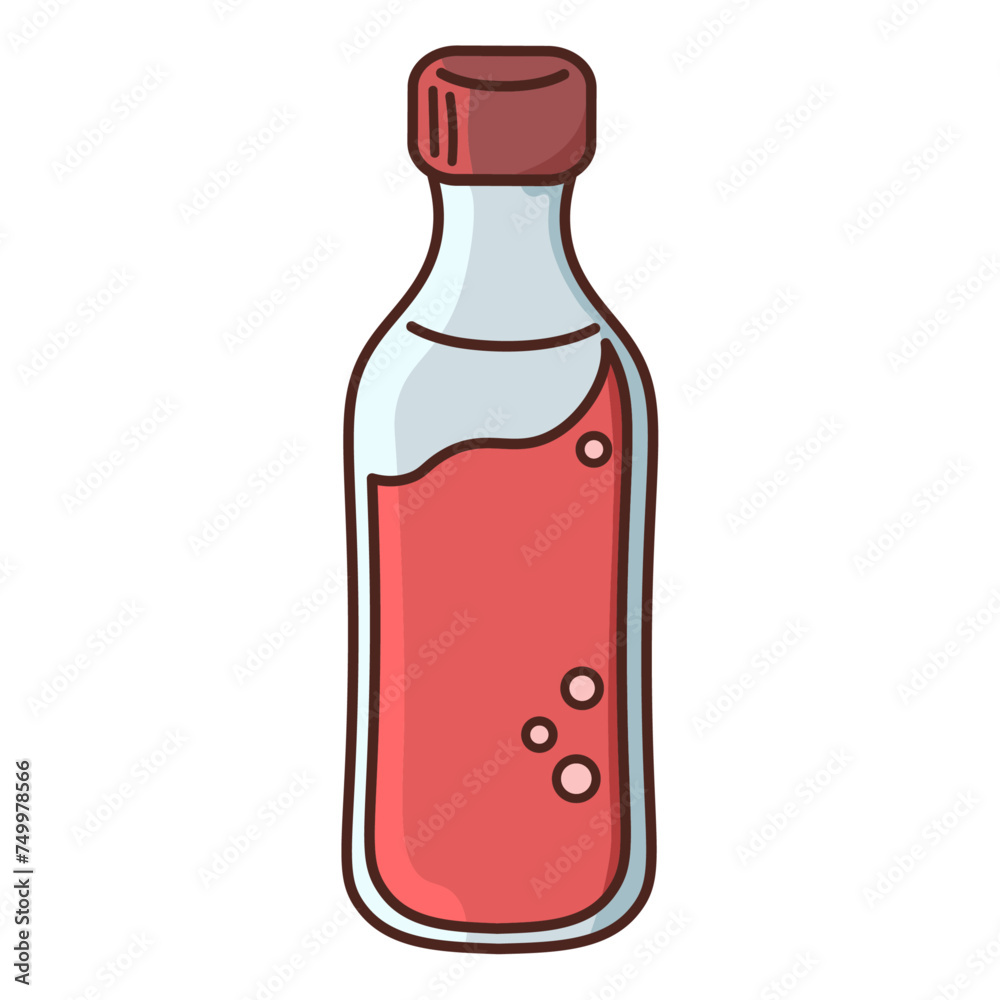 Vector bottle, drink, lemonade, cartoon, isolated