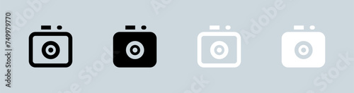 Camera icon set in black and white. Capture buttons signs vector illustration. photo