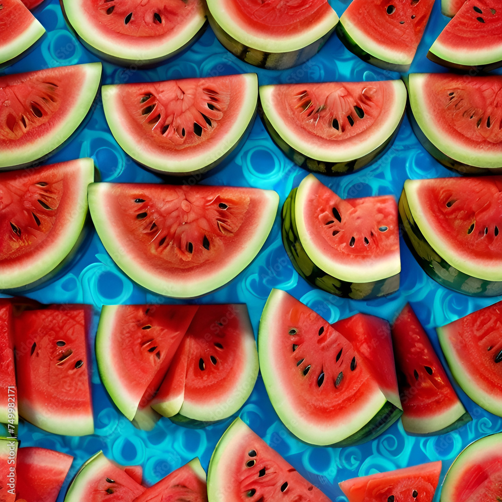 Watercolor watermelon pattern, generative ai Watercolor watermelon pattern, generative ai