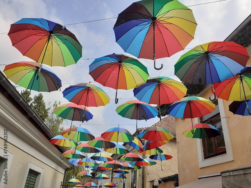 colorful umbrellas on the street