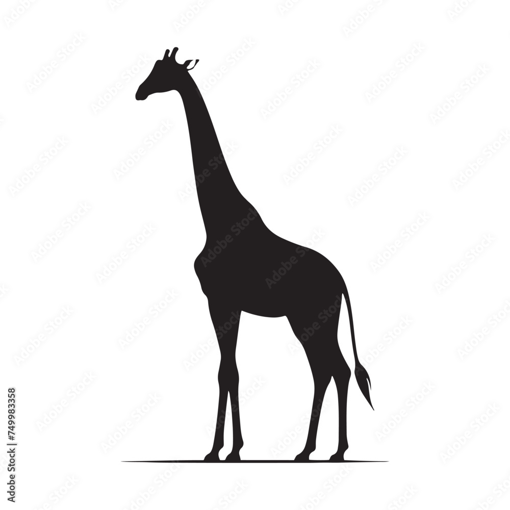 Fototapeta premium Graceful Giants: Vector Giraffe Silhouette - Capturing the Elegance and Majesty of Africa's Tallest Land Mammal. Minimalist Giraffe Vector, Giraffe Illustrtion.