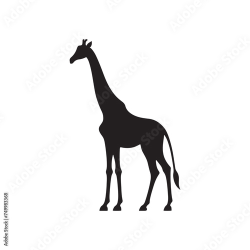 Graceful Giants: Vector Giraffe Silhouette - Capturing the Elegance and Majesty of Africa's Tallest Land Mammal. Minimalist Giraffe Vector, Giraffe Illustrtion.