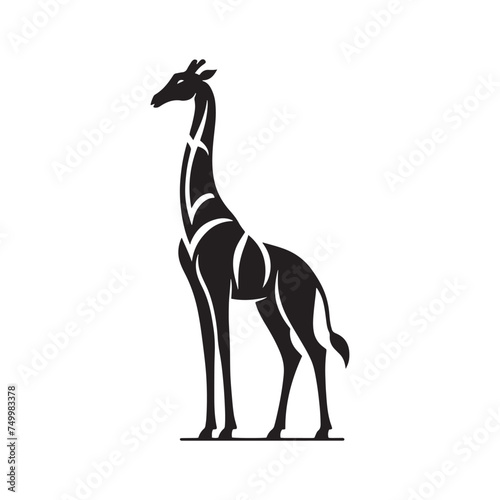 Graceful Giants: Vector Giraffe Silhouette - Capturing the Elegance and Majesty of Africa's Tallest Land Mammal. Minimalist Giraffe Vector, Giraffe Illustrtion.