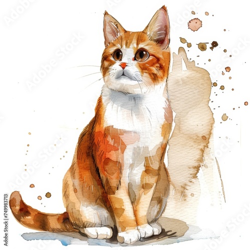 KS Cat watercolordrawing cat cartoon on white background  photo