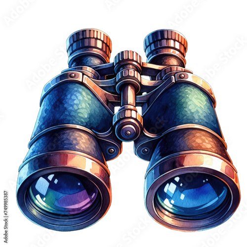 Binoculars, watercolor style, transparent background photo