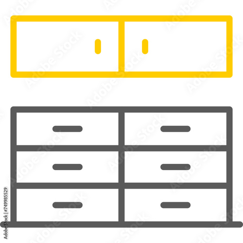 Kitchen Cabinet Vector Line Two Color Icons